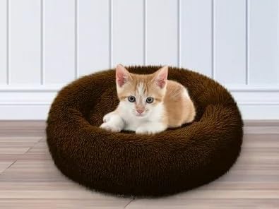 Round Donut Pet Bed – Cozy, Plush and Washable (Multicolour)