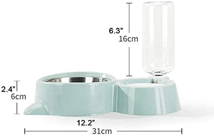 KanakMall Dual Pet Feeder: Automatic Water Dispenser and Stainless Steel Bowls