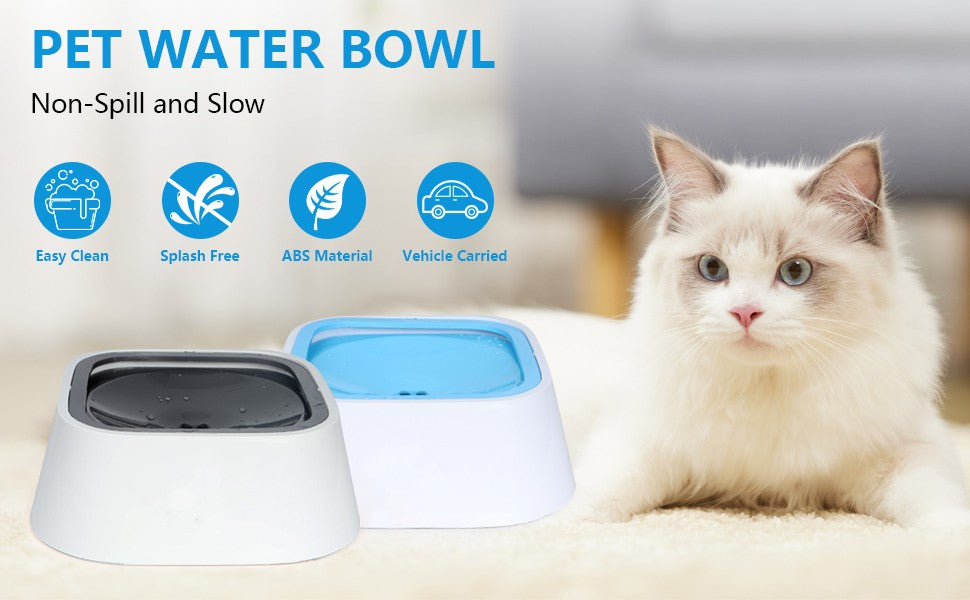 No-Spill Pet Water Bowl | Slow Water Feeder with Floating Disk | Splash-Proof Travel Bowl for Dogs and Cats – 1.5L