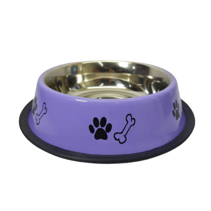 Dog Bowl 720 ml – Non-Skid Stainless Steel Food and Water Feeding Bowl (Purple)