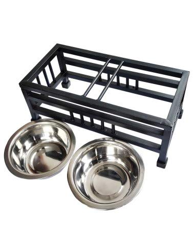 Pet Feeder Stand with 2 Stainless Steel Bowls (900ml Each) | Non-Slip Iron Feeding Station for Medium and Large Dogs, Cats and Puppies