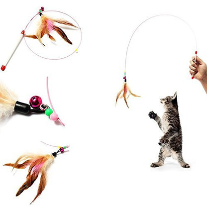 Teaser Cat Catcher Wand Cat Toy – Feather Bell Interactive Stick