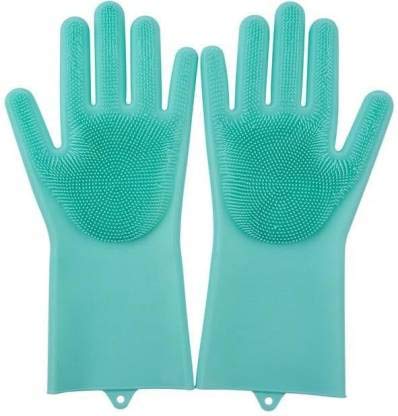 Silicone Pet Grooming and Cleaning Gloves – Heat Resistant and Reusable (1 Pair, Multicolour)