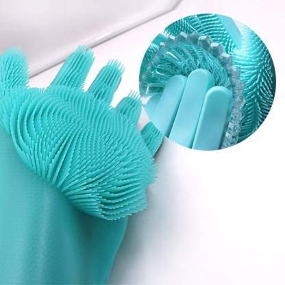 Silicone Pet Grooming and Cleaning Gloves – Heat Resistant and Reusable (1 Pair, Multicolour)