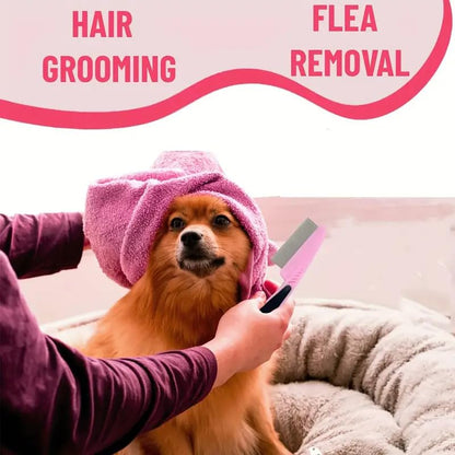 Ultimate 4-Piece Pet Grooming Kit: Deshedding Comb, Flea Tool, Shampoo Brush, Nail Clippers