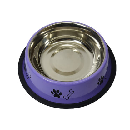 Dog Bowl 720 ml – Non-Skid Stainless Steel Food and Water Feeding Bowl (Purple)