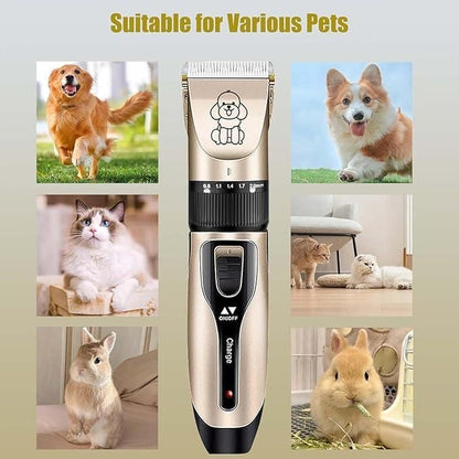 Rechargeable Cordless Pet Grooming Kit – Quiet Hair Clipper and Trimmer for Dogs and Cats