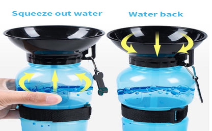 Portable Dog Water Bottle with Built-in Bowl | Leak-Proof Travel Pet Feeder Mug – 500ml, One-Handed Operation for Dogs, Puppies and Cats