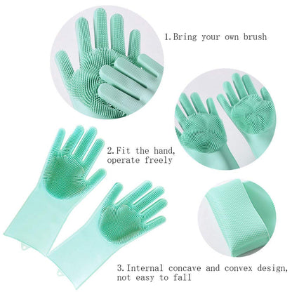 Silicone Pet Grooming and Cleaning Gloves – Heat Resistant and Reusable (1 Pair, Multicolour)