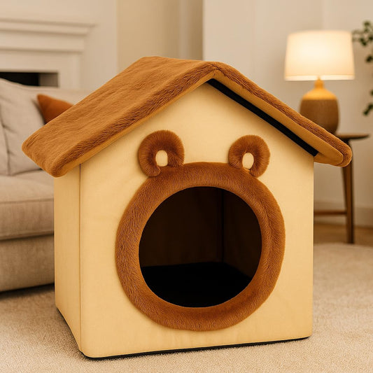 Cat Cave Bed – Warm, Cozy and Washable Igloo House (Multicolour)