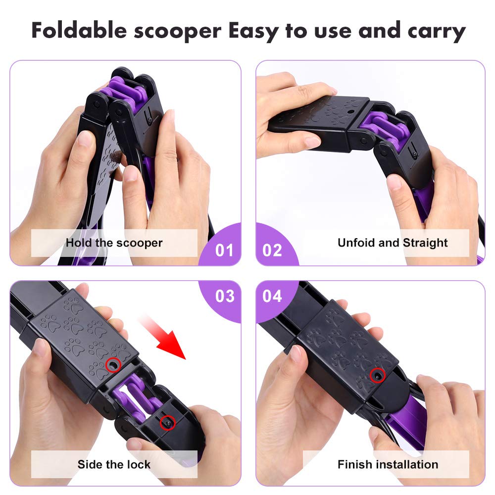 Foldable Dog Pooper Scooper – Pet Waste Pickup Tool with Long Ergonomic Handle (Large)