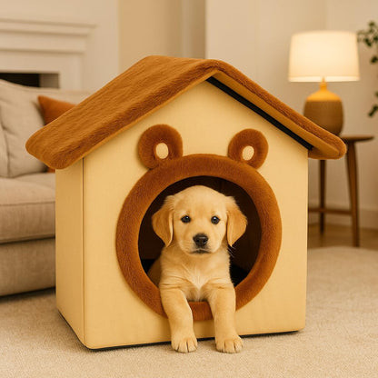 Cat Cave Bed – Warm, Cozy and Washable Igloo House (Multicolour)
