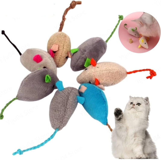 Mouse Plush Cat Toys – Realistic Kitten Mice Pack of 6 (Multicolor)