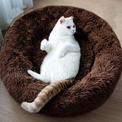 Round Donut Pet Bed – Cozy, Plush and Washable (Multicolour)