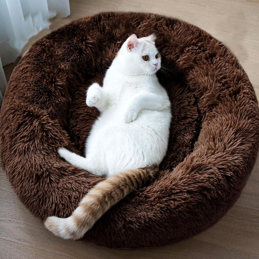 Round Donut Pet Bed – Cozy, Plush and Washable (Multicolour)
