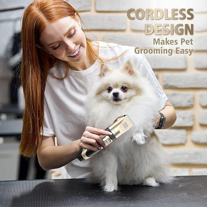 Rechargeable Cordless Pet Grooming Kit – Quiet Hair Clipper and Trimmer for Dogs and Cats
