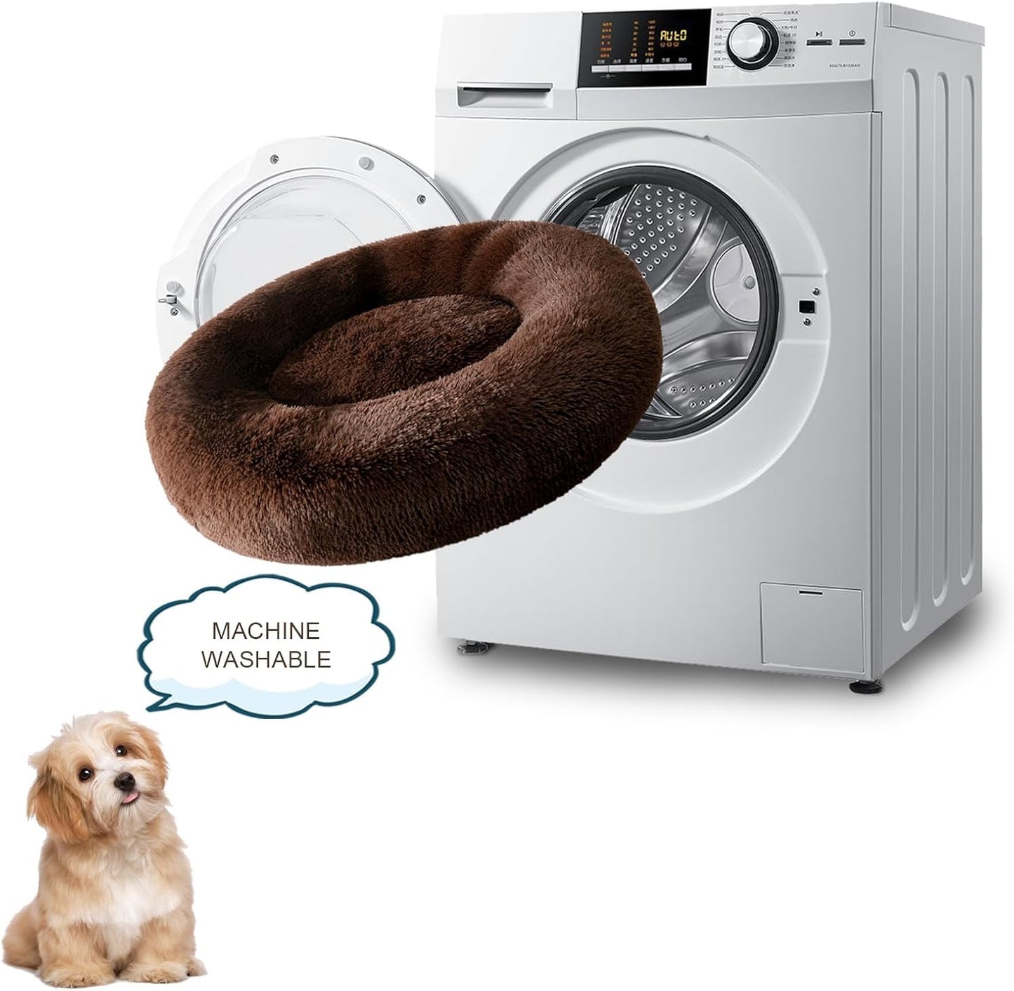 Round Donut Pet Bed – Cozy, Plush and Washable (Multicolour)