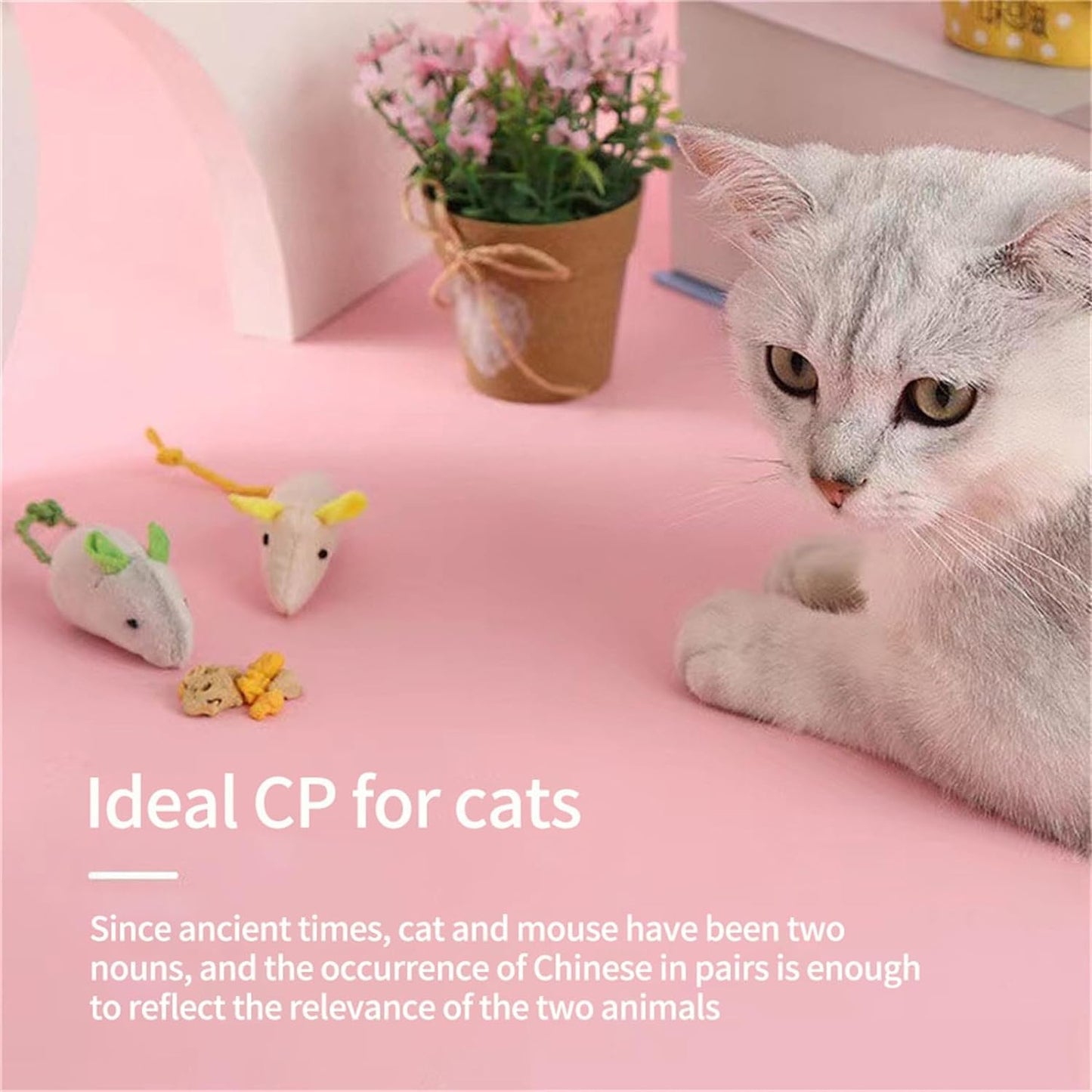 Mouse Plush Cat Toys – Realistic Kitten Mice Pack of 6 (Multicolor)