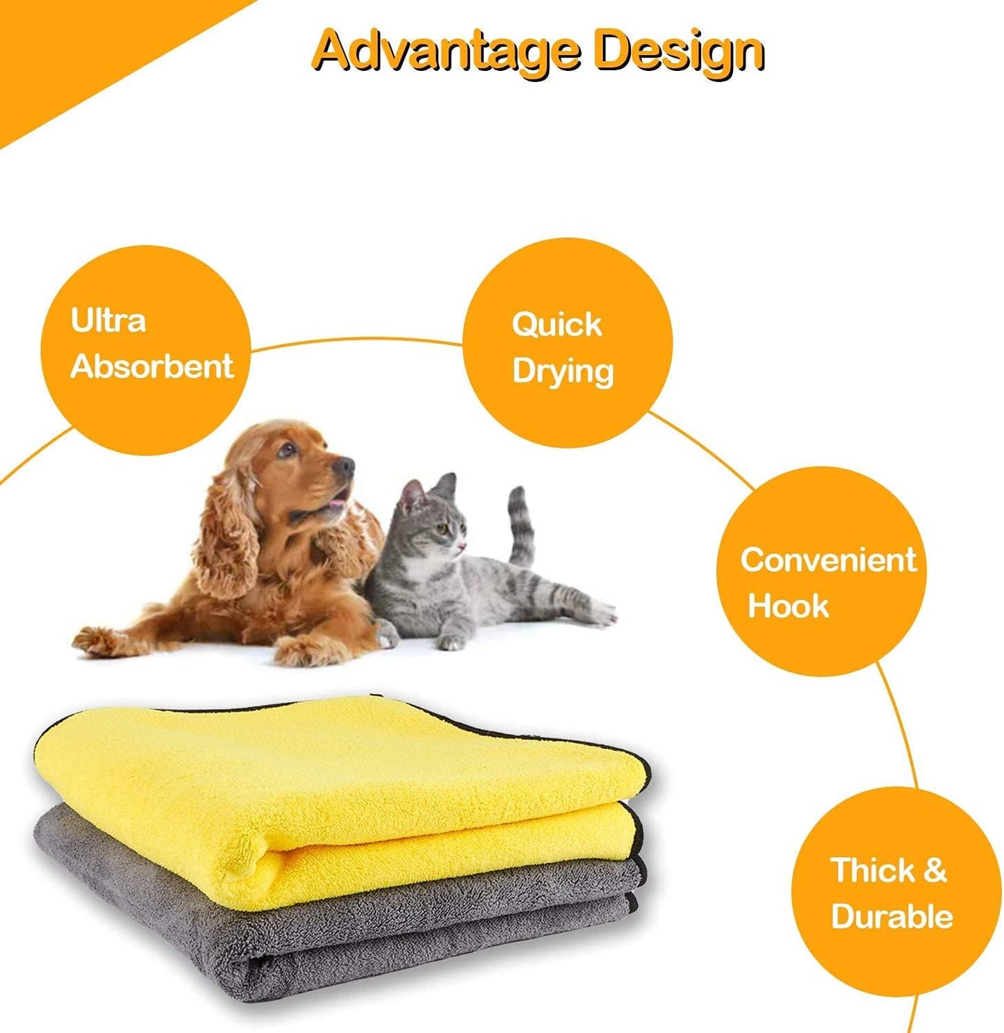 Super Absorbent Microfiber Pet Towel (Pack of 2) – Quick Dry, Soft and Durable