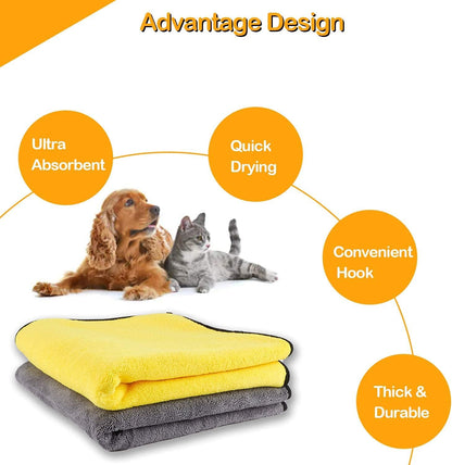 Super Absorbent Microfiber Pet Towel (Pack of 2) – Quick Dry, Soft and Durable