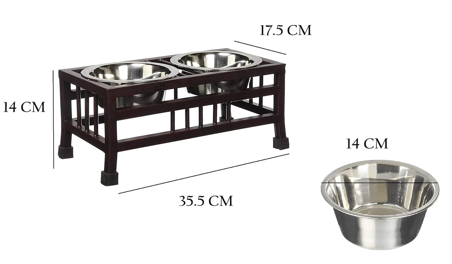 Pet Feeder Stand with 2 Stainless Steel Bowls (900ml Each) | Non-Slip Iron Feeding Station for Medium and Large Dogs, Cats and Puppies