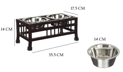 Pet Feeder Stand with 2 Stainless Steel Bowls (900ml Each) | Non-Slip Iron Feeding Station for Medium and Large Dogs, Cats and Puppies