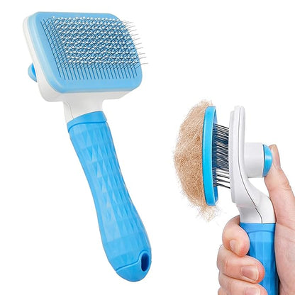 Ultimate Self-Cleaning Slicker Brush for Dogs and Cats with Long Hair