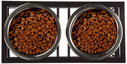 Pet Feeder Stand with 2 Stainless Steel Bowls (900ml Each) | Non-Slip Iron Feeding Station for Medium and Large Dogs, Cats and Puppies