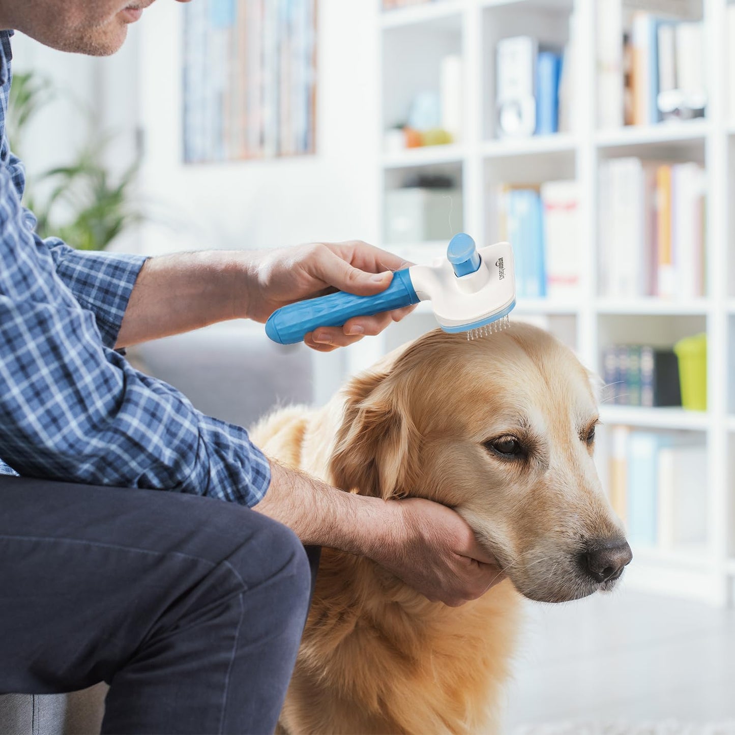 Ultimate Self-Cleaning Slicker Brush for Dogs and Cats with Long Hair