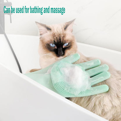 Silicone Pet Grooming and Cleaning Gloves – Heat Resistant and Reusable (1 Pair, Multicolour)