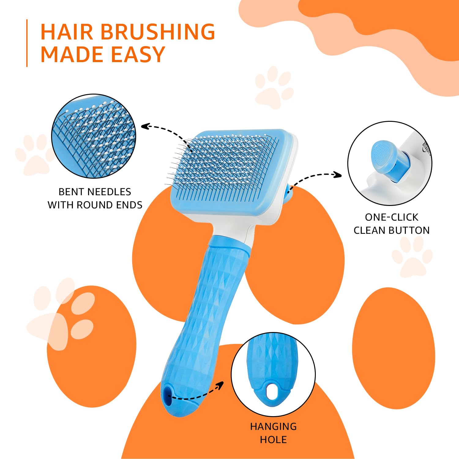 Ultimate Self-Cleaning Slicker Brush for Dogs and Cats with Long Hair