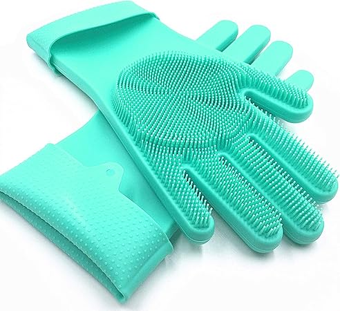 Silicone Pet Grooming and Cleaning Gloves – Heat Resistant and Reusable (1 Pair, Multicolour)