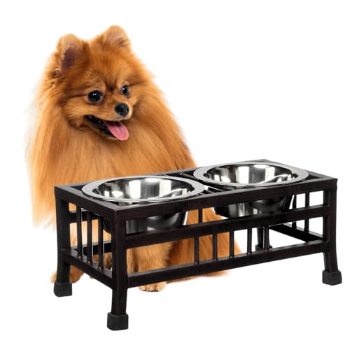 Pet Feeder Stand with 2 Stainless Steel Bowls (900ml Each) | Non-Slip Iron Feeding Station for Medium and Large Dogs, Cats and Puppies
