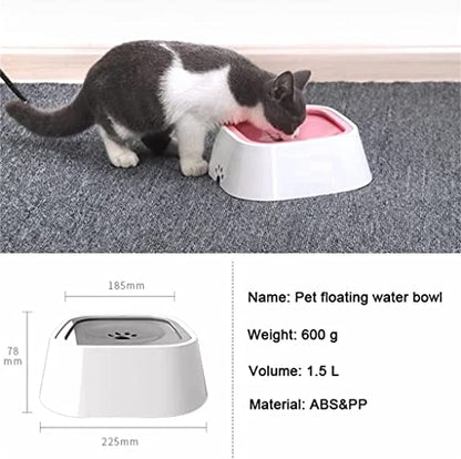 No-Spill Pet Water Bowl | Slow Water Feeder with Floating Disk | Splash-Proof Travel Bowl for Dogs and Cats – 1.5L