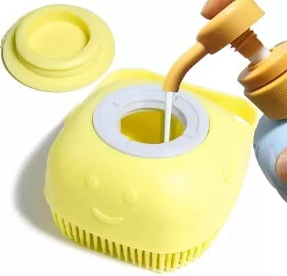 Silicone Dog Bath Brush with Soap Dispenser | Pet Grooming and Massage Scrubber for Dogs and Cats - Multi Color