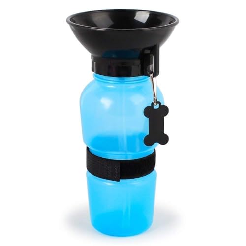 Portable Dog Water Bottle with Built-in Bowl | Leak-Proof Travel Pet Feeder Mug – 500ml, One-Handed Operation for Dogs, Puppies and Cats