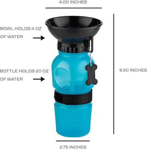 Portable Dog Water Bottle with Built-in Bowl | Leak-Proof Travel Pet Feeder Mug – 500ml, One-Handed Operation for Dogs, Puppies and Cats