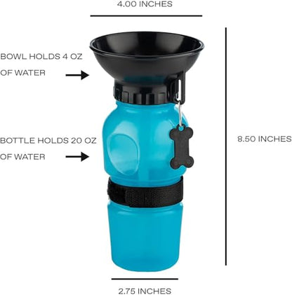 Portable Dog Water Bottle with Built-in Bowl | Leak-Proof Travel Pet Feeder Mug – 500ml, One-Handed Operation for Dogs, Puppies and Cats