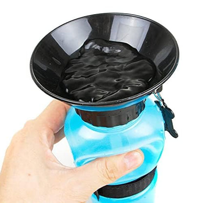 Portable Dog Water Bottle with Built-in Bowl | Leak-Proof Travel Pet Feeder Mug – 500ml, One-Handed Operation for Dogs, Puppies and Cats