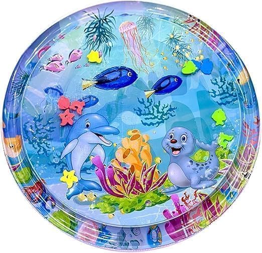 Leak-Proof Pet Water Play Mat for Cats and Dogs | Interactive Summer Cooling Pad with Floating Fish Toys | Non-Slip, Foldable – 100 x 100 cm