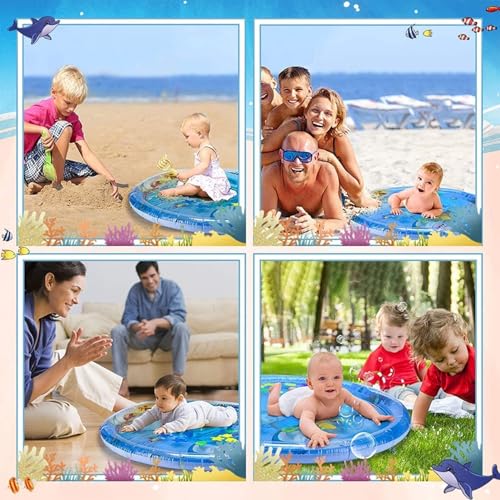 Leak-Proof Pet Water Play Mat for Cats and Dogs | Interactive Summer Cooling Pad with Floating Fish Toys | Non-Slip, Foldable – 100 x 100 cm